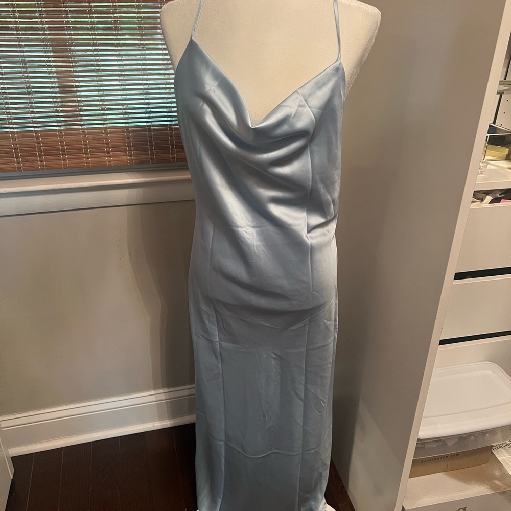 Light Blue Satin Slip Dress
